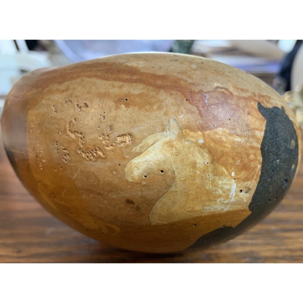 Primitive Clay Bowl Horses Cave Painting Style‎ - Picture 4 of 7